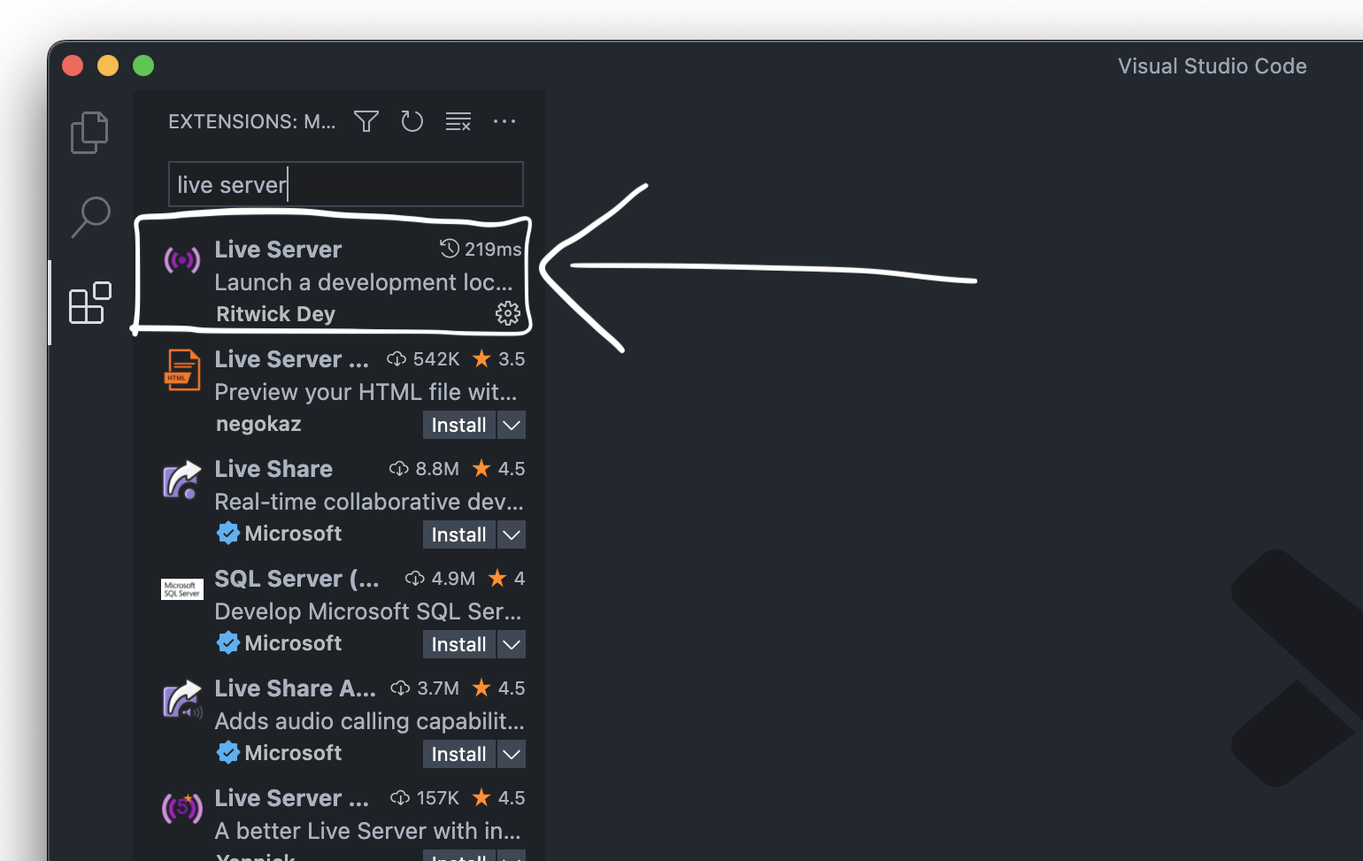 How to search up and download Live Server